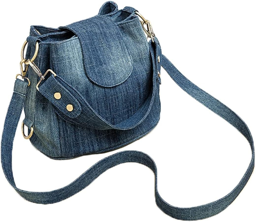 Casual Denim Bucket Shoulder Handbag Women Crossbody Bags Large Capacity Female Tote Vintage Canv... | Amazon (US)