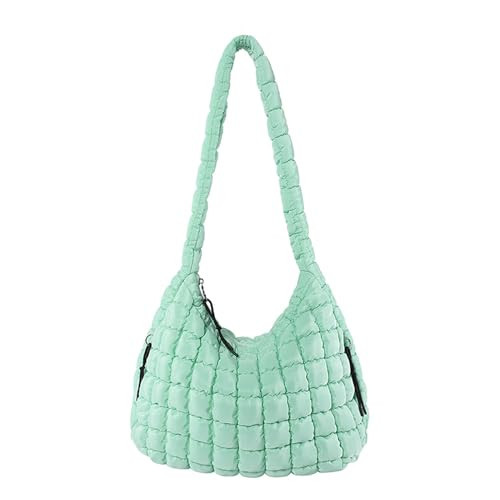 Quilted Puffer Tote Bag Large Puffy Crossbody Shoulder Bag with Zipper Lightweight Carryall Bag Soft Hobo Handbags Trendy (Light Blue) | Amazon (US)