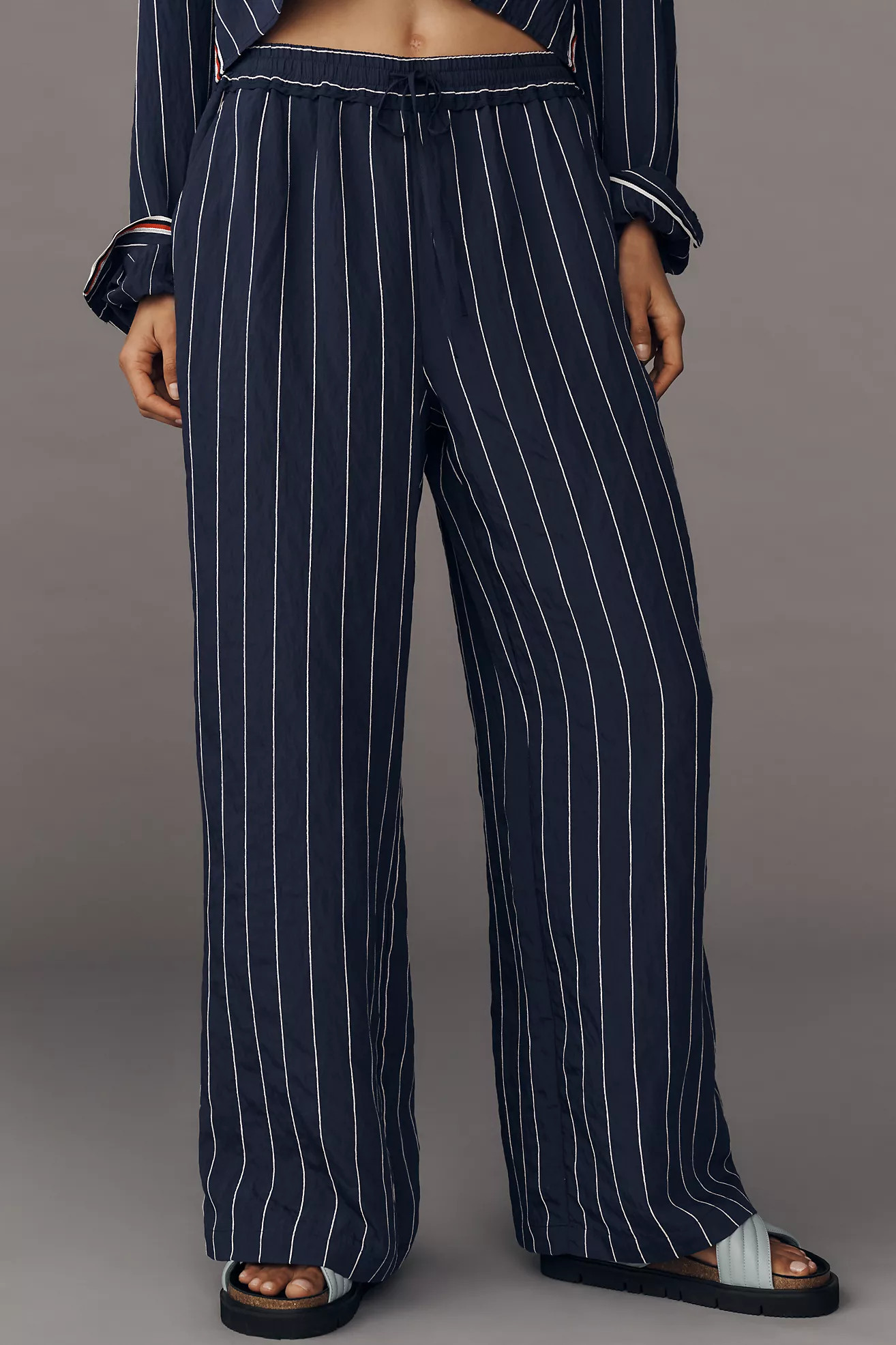 Maeve Low-Slung Striped Track Pants | Anthropologie (US)