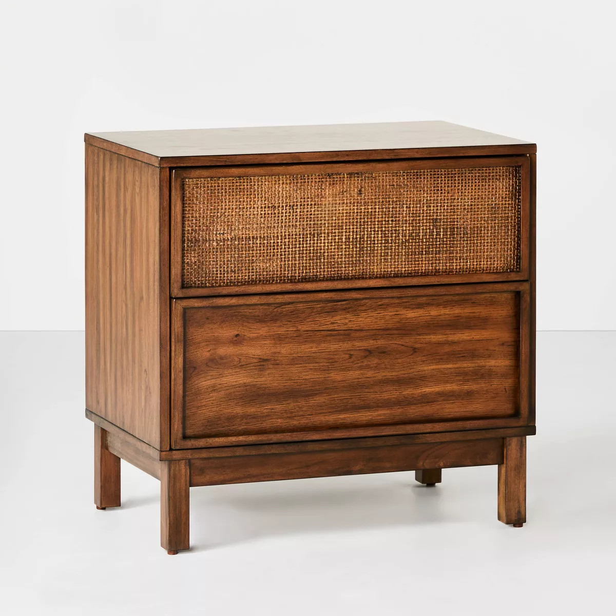 Wood & Cane Transitional Nightstand Brown - Hearth & Hand™ with Magnolia: 2-Drawer Design, Farm... | Target
