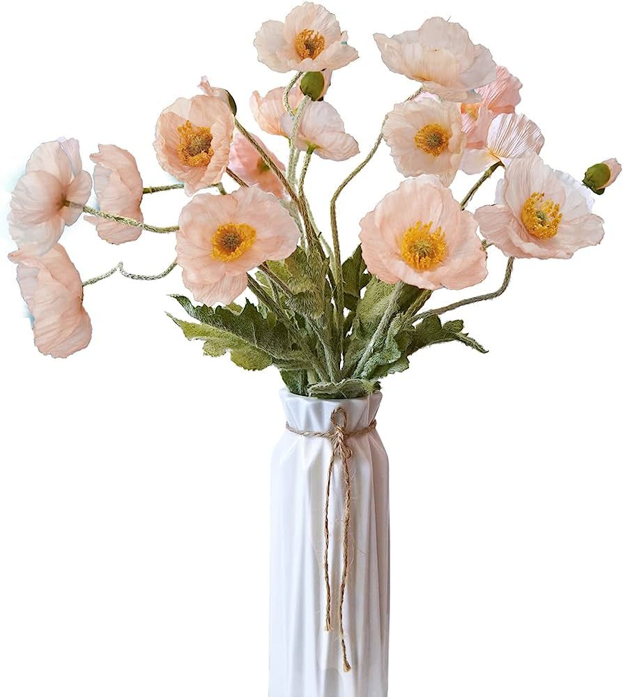 Kainonnan Artificial Flowers 5Pcs Poppies Flowers Artificial Silk Flowers for Home Office Wedding... | Amazon (US)