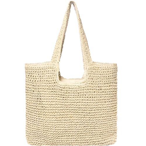 Crbeqabe Straw Beach Tote Bag for Women Summer Tote Bags Woven Raffia Bag Straw Shoulder Bag Beach Bag for Vacation | Amazon (US)