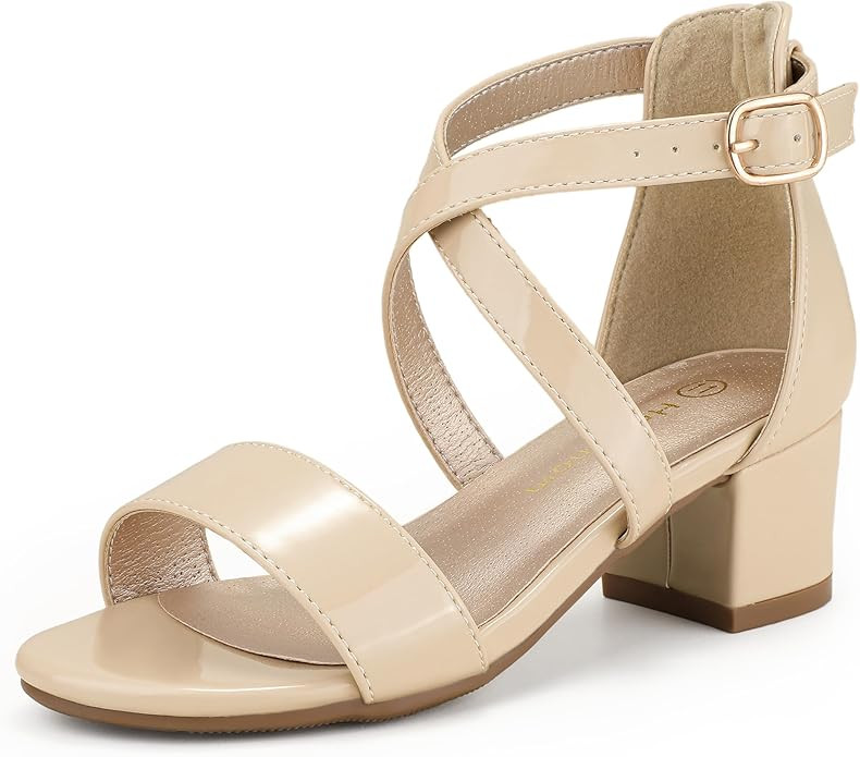 Hehainom Girls Heels Sandals Ankle Strap Dress Shoes Toddler Little Big Kid Flower Girl Wedding P... | Amazon (US)