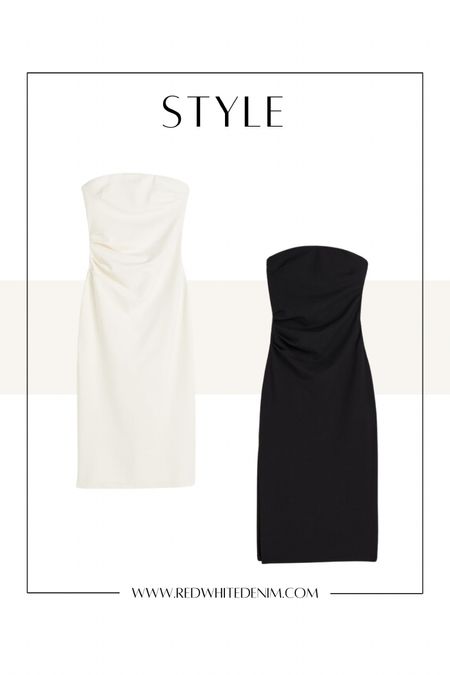 The perfect strapless dress - midi length bandeau black white 

#LTKunder50