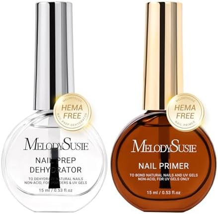 MelodySusie 2PCS Nail Dehydrator and Primer, Professional Natural Hema Free and Acid Free Primer,... | Amazon (US)