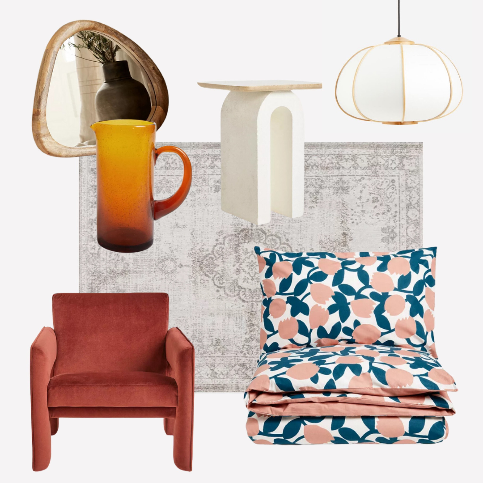 Bright and fun bedroom scheme with pink, coral & unique home decor  