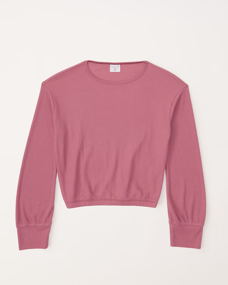 girls long-sleeve waffle cinched hem tee | girls tops | Abercrombie.com | Abercrombie & Fitch (US)
