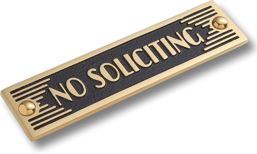 The Metal Foundry No Soliciting Metal Door Sign. Art Deco Style Home Décor Accessories Door Or W... | Amazon (US)