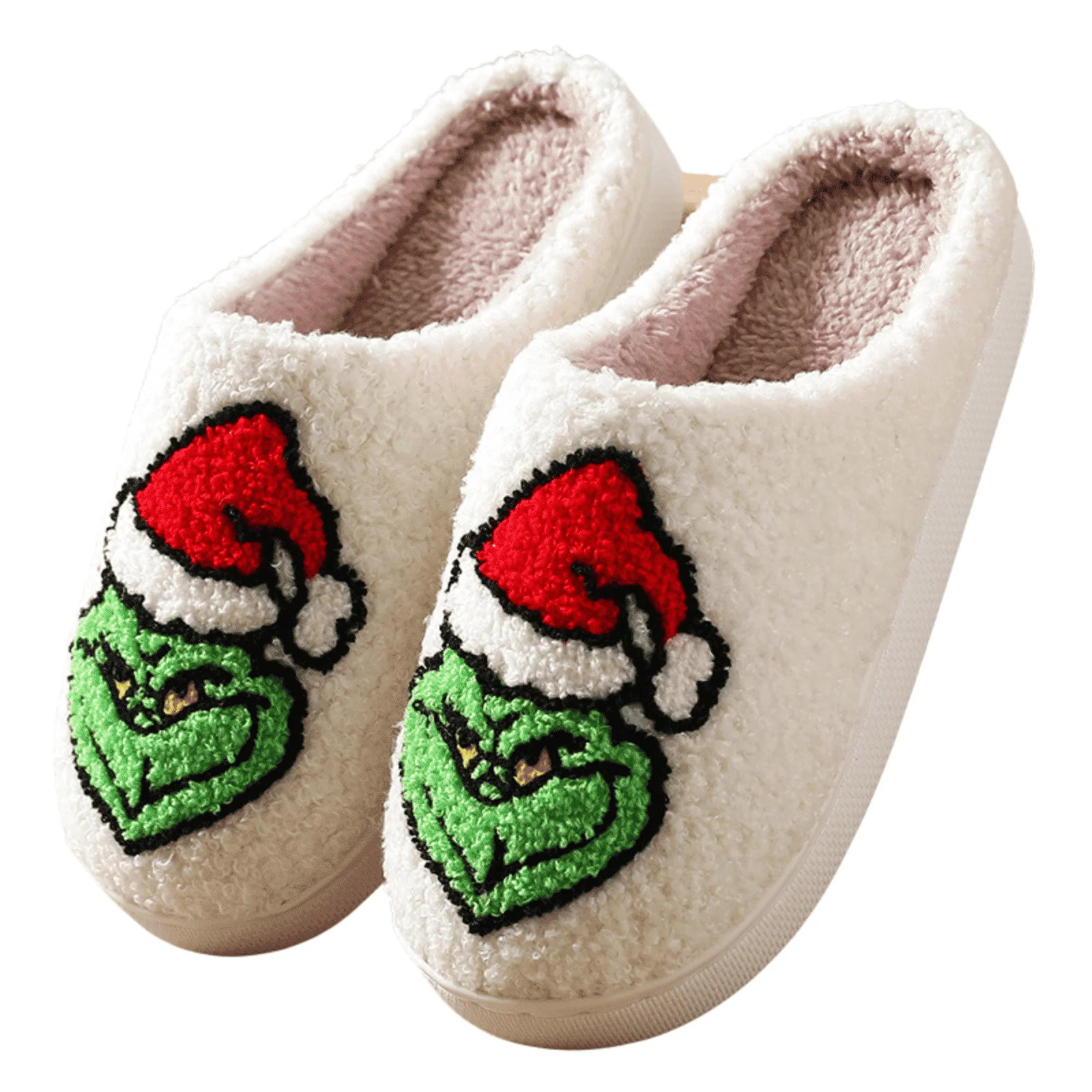 BERANMEY Christmas Reindeer Slippers for Womens Mens Plush Warm Santa Claus Slippers Fuzzy House ... | Walmart (US)