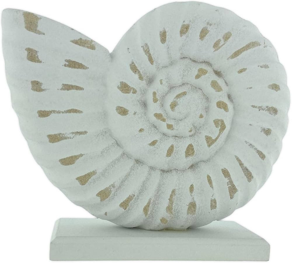 The Bridge Collection Whitewashed Wooden Nautical Figurine Coastal Beach House Decor (Nautilus Sh... | Amazon (US)