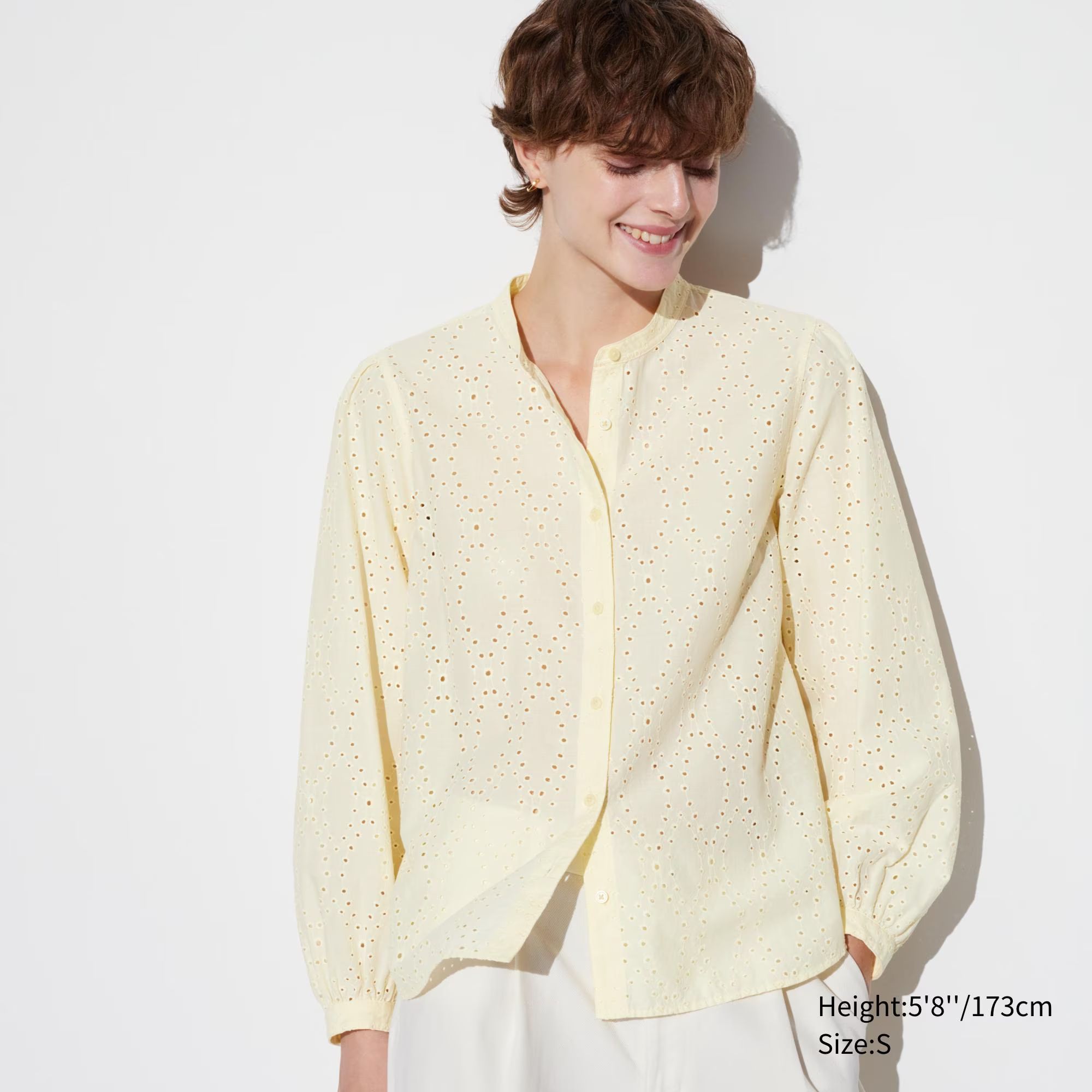 Cotton Embroidery Long Sleeve Blouse | UNIQLO (US)