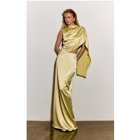 Butter Yellow Satin Low Rise Maxi Skirt | PrettyLittleThing US