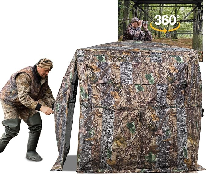 Hunting Blind 270/360 Degree See Through Ground Blind with Carrying Bag, 2/3 Person Pop Up Camouf... | Amazon (US)