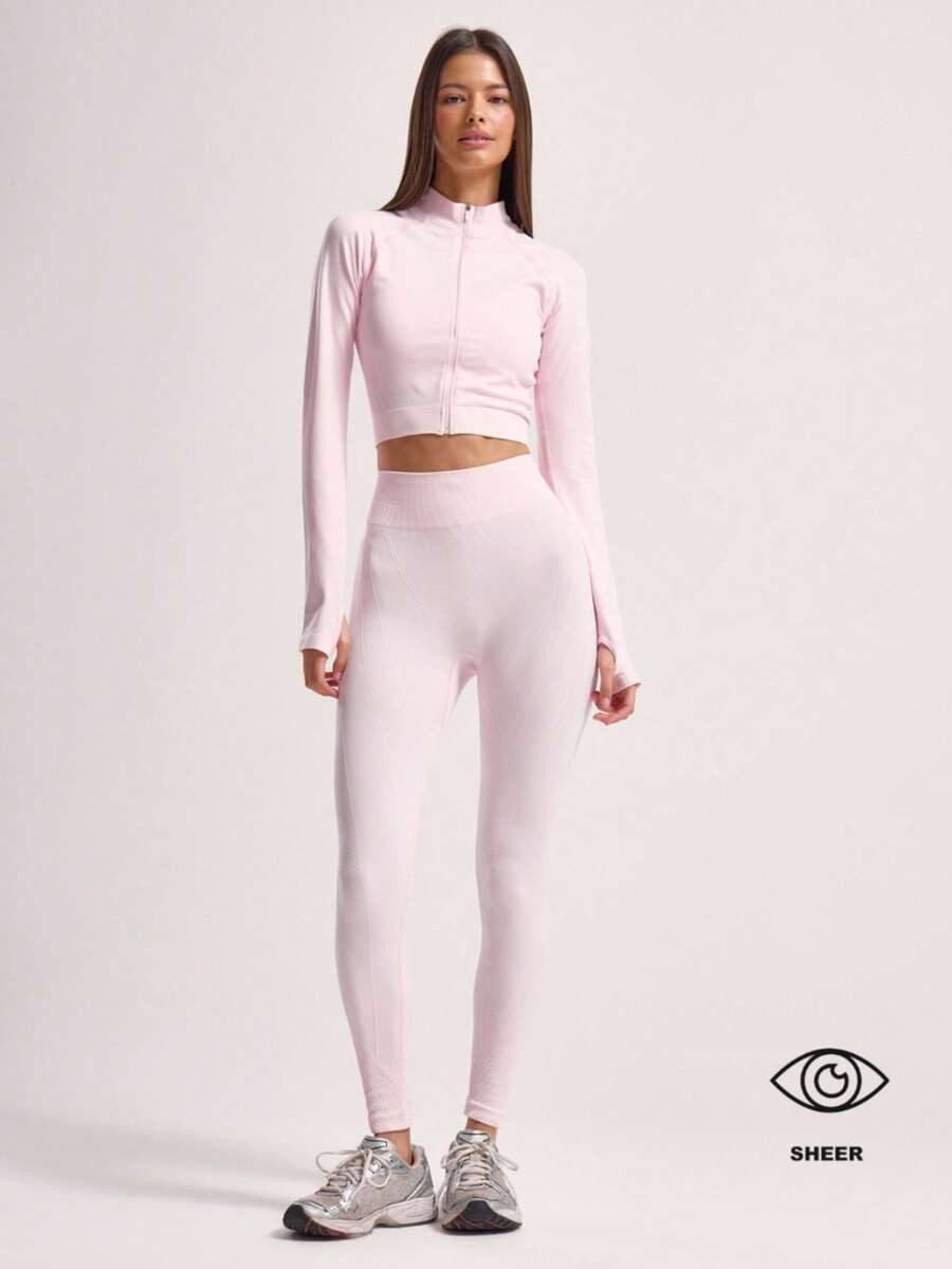 Musera Sport Ribbed Waist Seamless Sports Leggings Workout Gym Daily Seamless High Stretch Gym Fi... | SHEIN