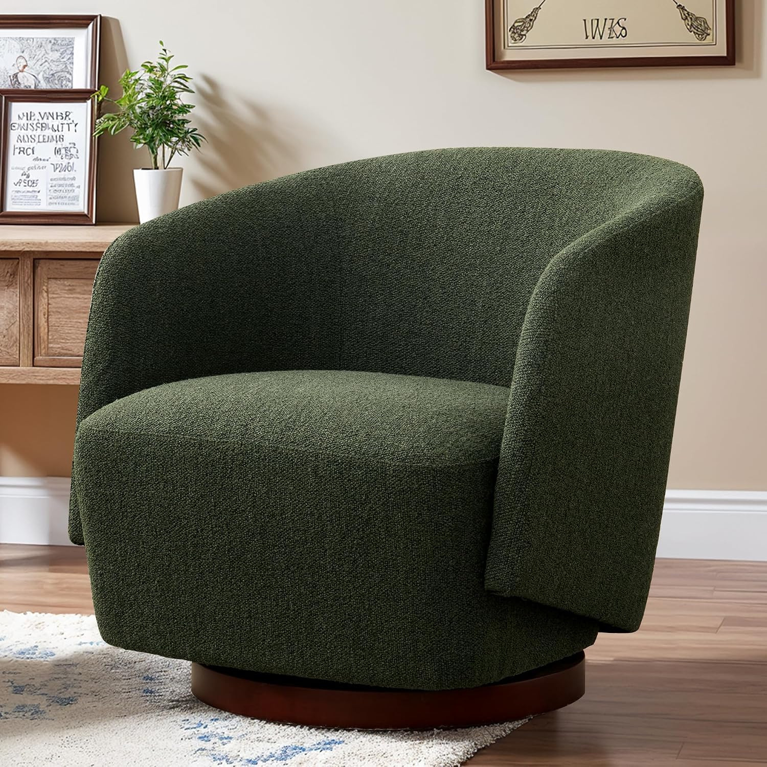 Boucle Swivel Accent Chair, No Assembly Armchair (Green) | Amazon (US)