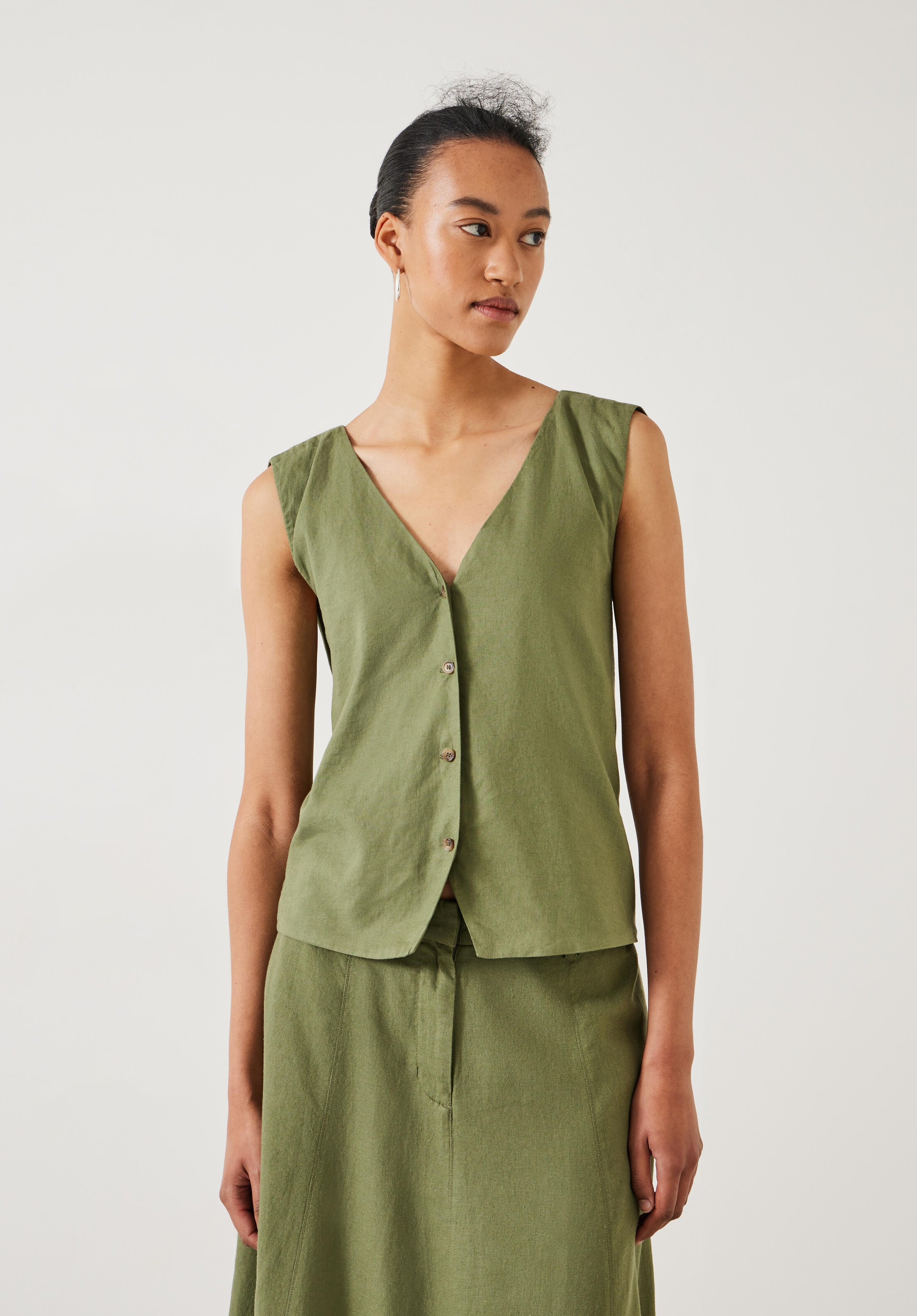 Kimi Linen Reversible Waistcoat | Hush UK