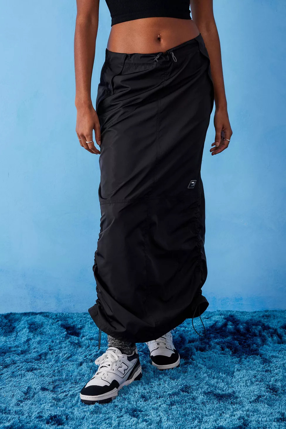 iets frans... Black Baggy Tech Maxi Skirt | Urban Outfitters (US and RoW)