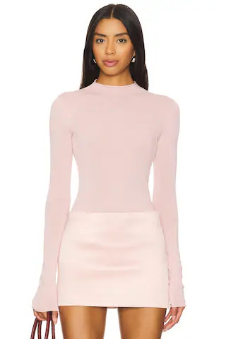 Camila Coelho Pauline Mock Neck Sweater in Light Pink from Revolve.com | Revolve Clothing (Global)