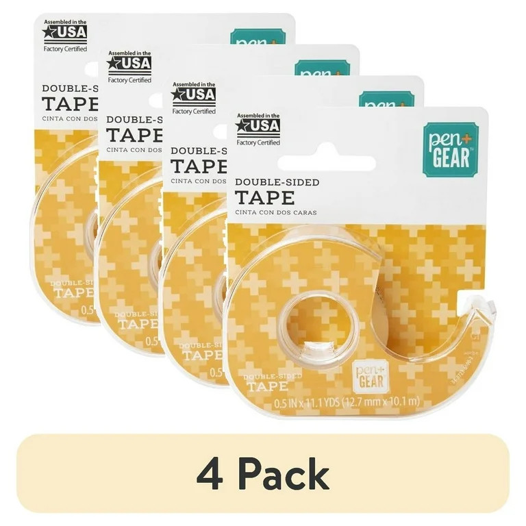 (4 pack) Pen+Gear Double Sided Tape, Clear, 1/2 in x 400 in, 1 Roll with Dispenser | Walmart (US)