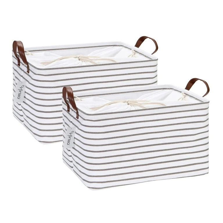 Hinwo 8.3 Gal./33.2 Qt./31.5 L Canvas Storage Bins, Rectangle Storage Baskets, Storage Cubes with... | Walmart (US)
