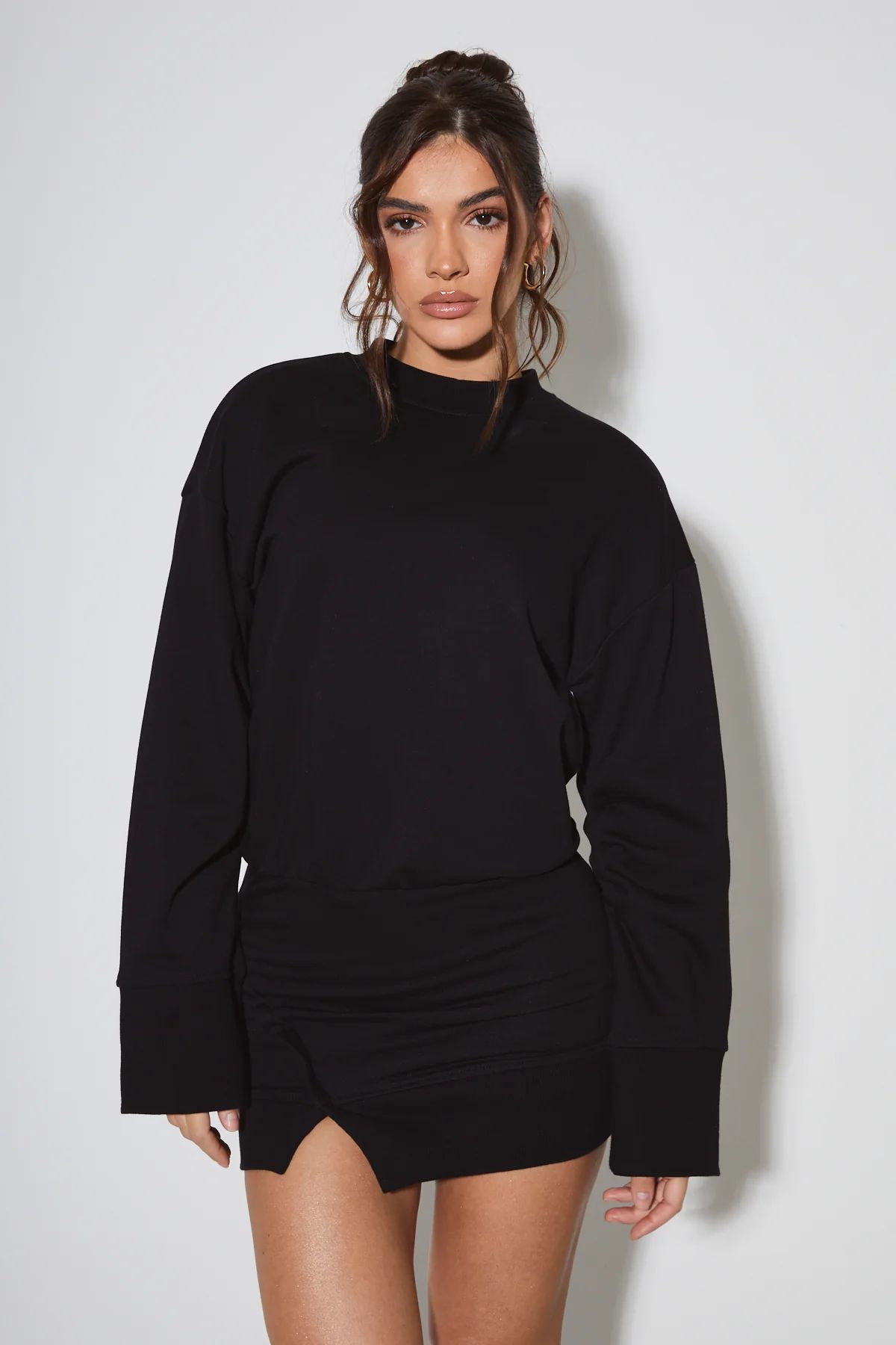 CELIA Black Jersey Jumper Dress | Noughts and Kisses
