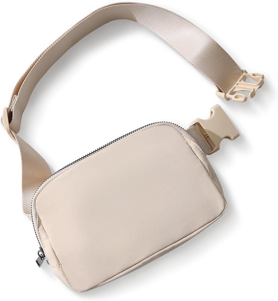 Belt Bag Fanny Pack Crossbody Bags for Women Men, Everywhere, Water Resistant Waist Packs, Beige | Amazon (US)