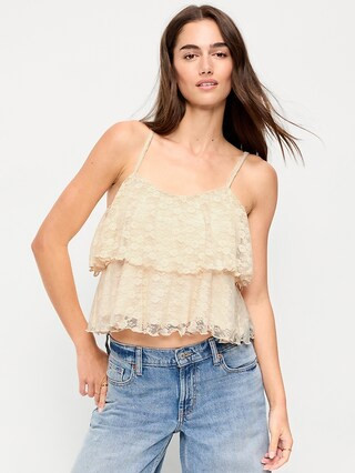 Sleeveless Tiered Lace Ruffle Top | Old Navy (US)