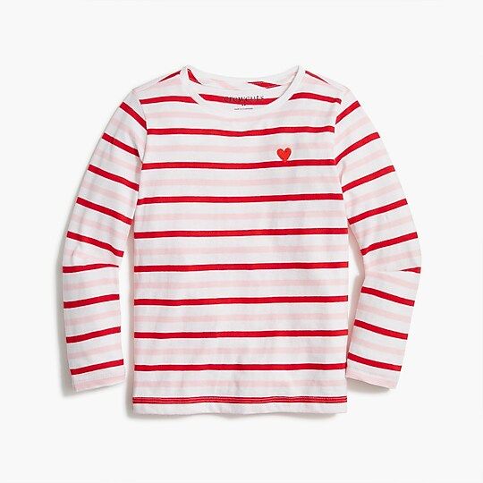 Girls' striped embroidered heart graphic tee | J.Crew Factory