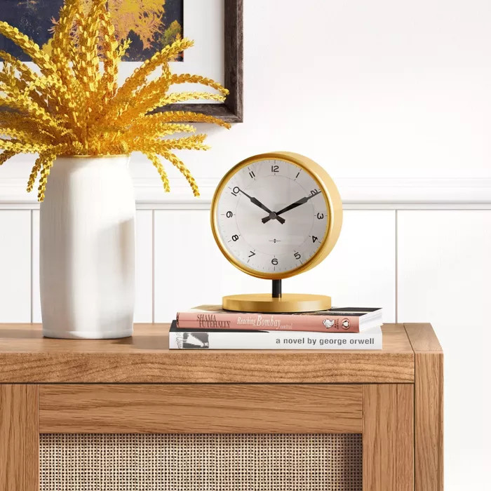 5" Mantel Table Clock Stand Brass - Threshold™ | Target
