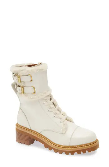 Chloé Genuine Shearling Lining Lug Sole Boot in Sabbia at Nordstrom Rack, Size 6Us / 36Eu | Nordstrom Rack