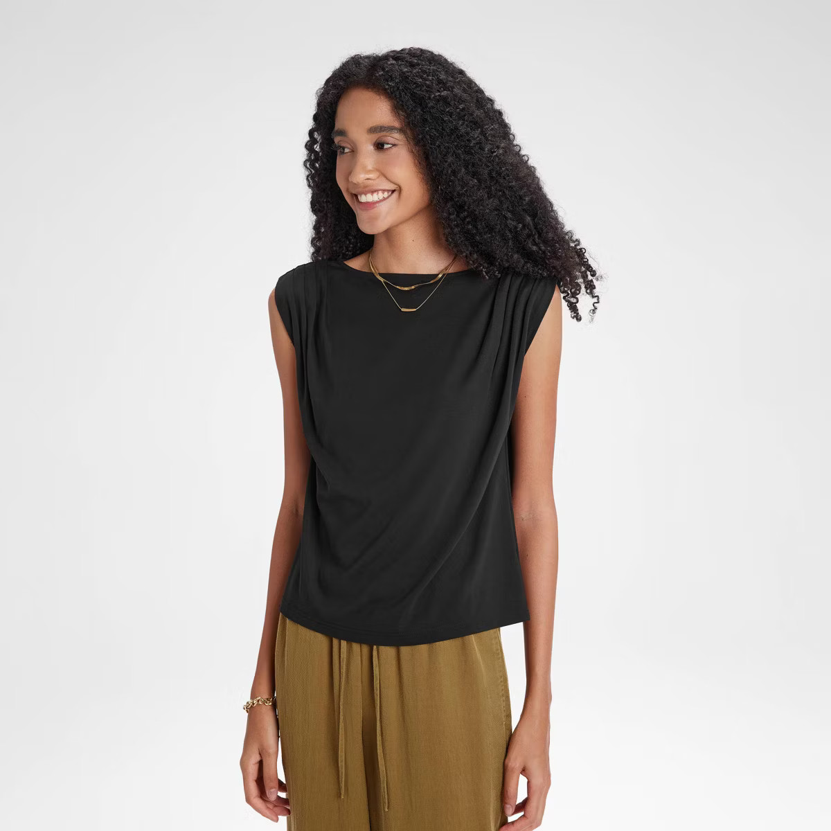 Women's Ruched Knit Cap Sleeve Top - A New Day™ | Target