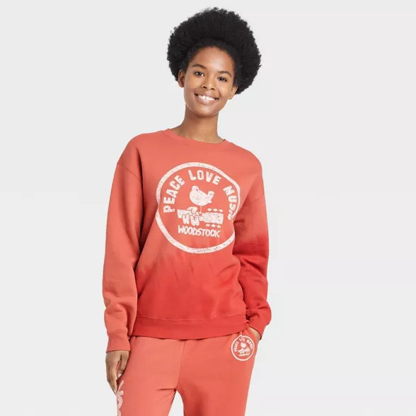 Women's Woodstock Graphic Sweatshirt - Red Tie-dye | Target