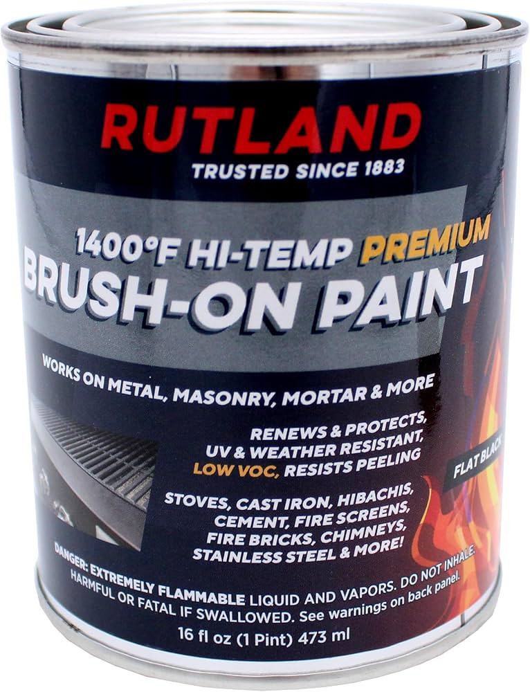 Rutland - 81V Premium 1400 Degree F Hi-Temp Brush-On Paint, 16 fl oz, Black | Amazon (US)