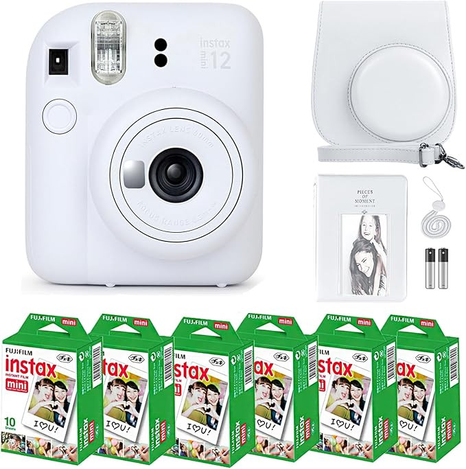 Fujifilm Instax Mini 12 Camera with Fujifilm Instant Mini Film (60 Sheets) Bundle with Deals Numb... | Amazon (US)