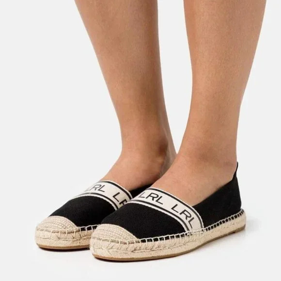 NWOB RALPH LAUREN Caylee III Espadrille Flats Size 8.5 Fabric Black Slip On | Poshmark