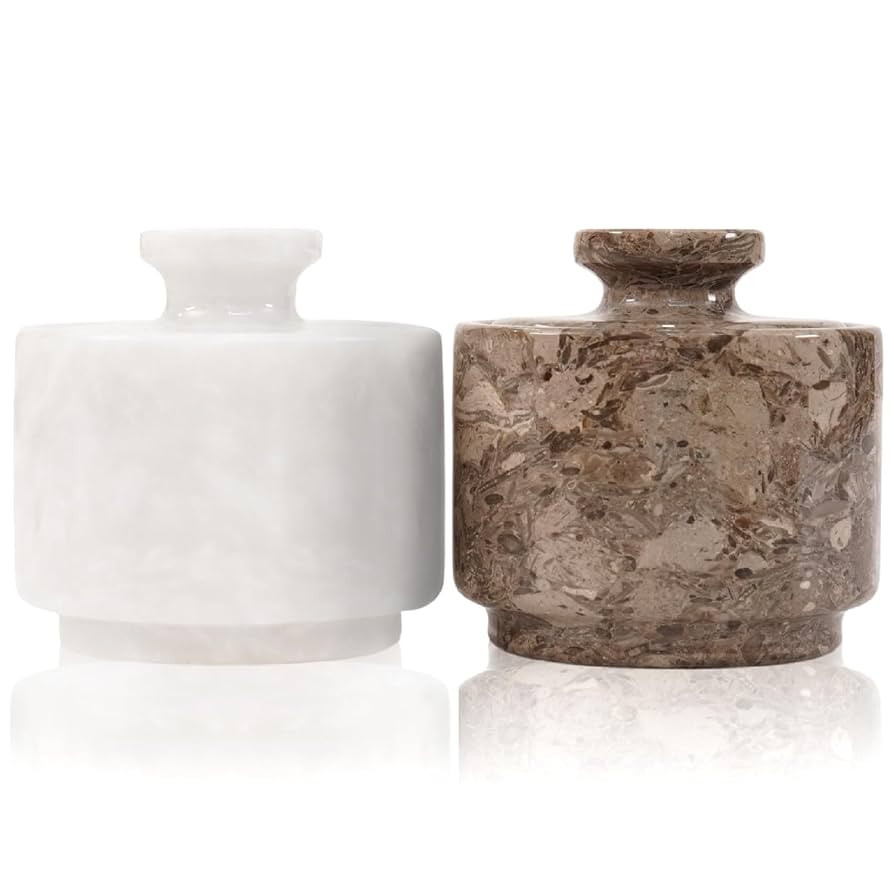 Marble Salt Cellar with Lid 3" White and Oceanic Celtic Salt & Pepper Containers Home & Kitchen, ... | Amazon (US)