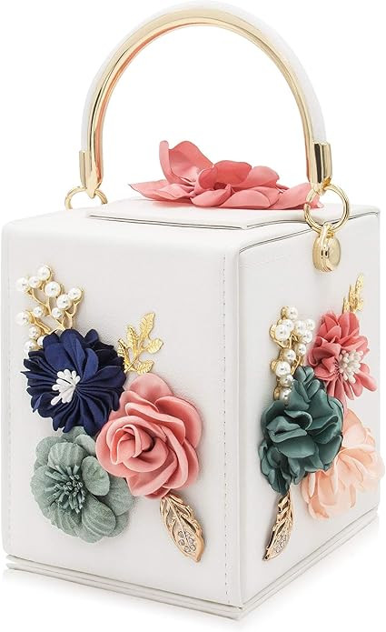 Milisente Evening Clutch Bag for Women Floral Square Box Evening Bags Crossbody Shoulder handBags... | Amazon (US)