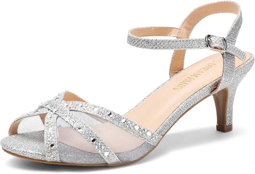 DREAM PAIRS Women's Nina Low Heel Pump Sandals | Amazon (US)