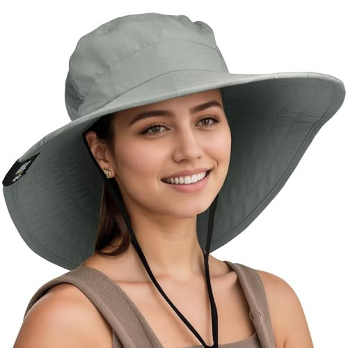 Solaris Wide Brim Sun Hat for Women, UPF 50+ UV Protection Outdoor Packable Sun Hat for Gardening, Gray | Amazon (US)