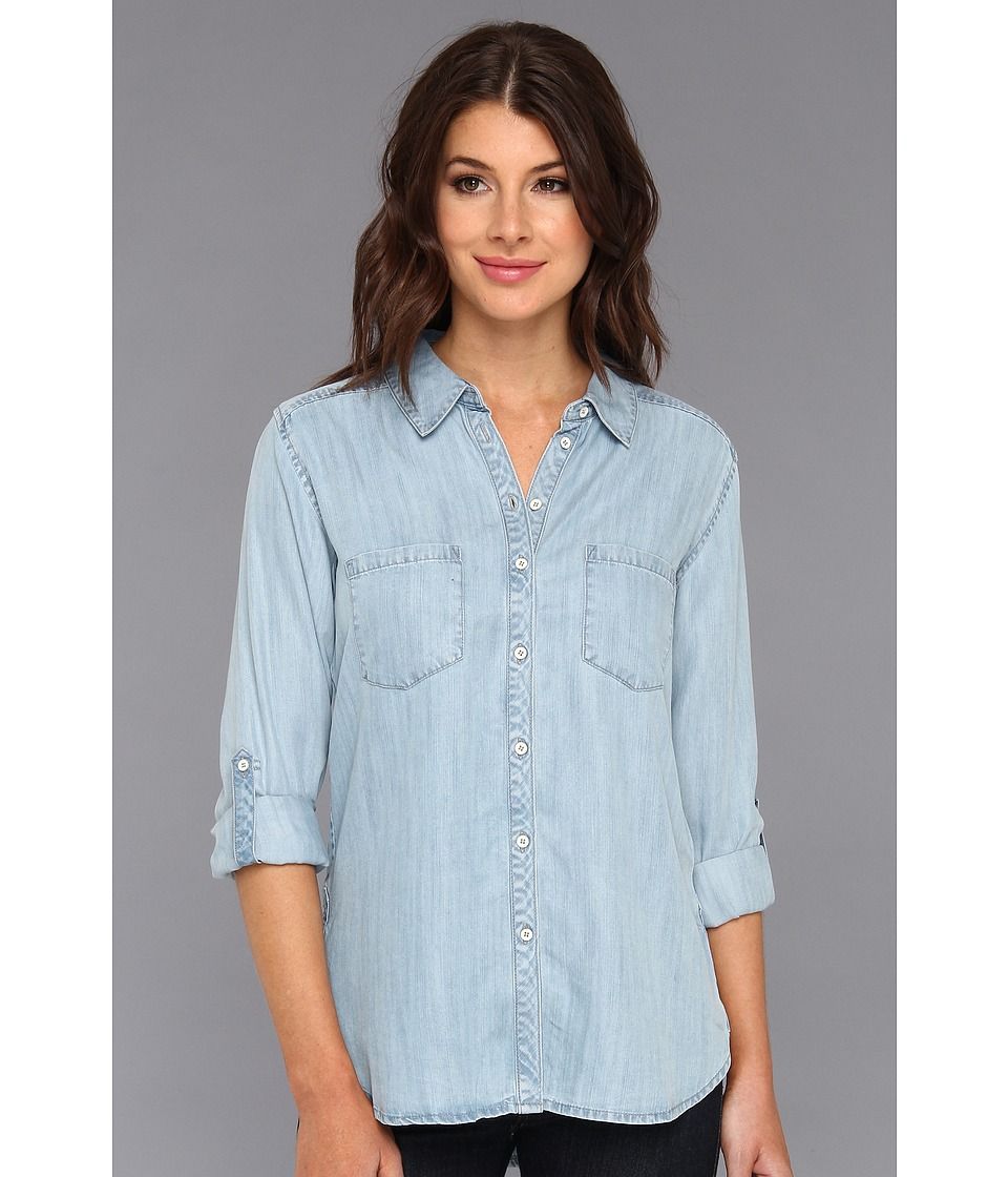 C&C California Textured Tencel Chambray Two-Pocket Shirt Women's Long Sleeve Button Up | 6pm