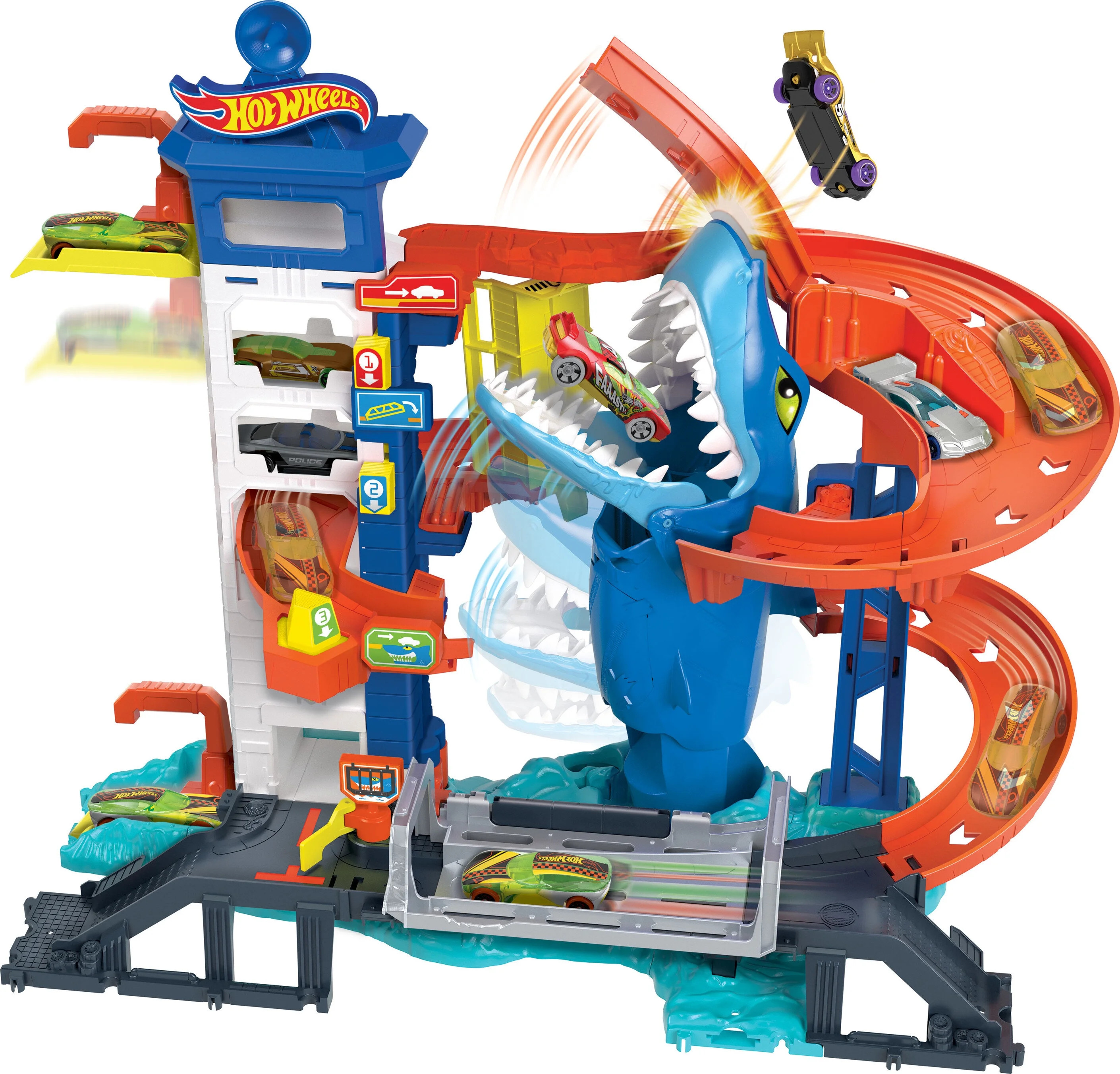 Hot Wheels City Attacking Shark Escape Playset with 1 Toy Car in 1:64 Scale, Length 21.3 in - Wal... | Walmart (US)