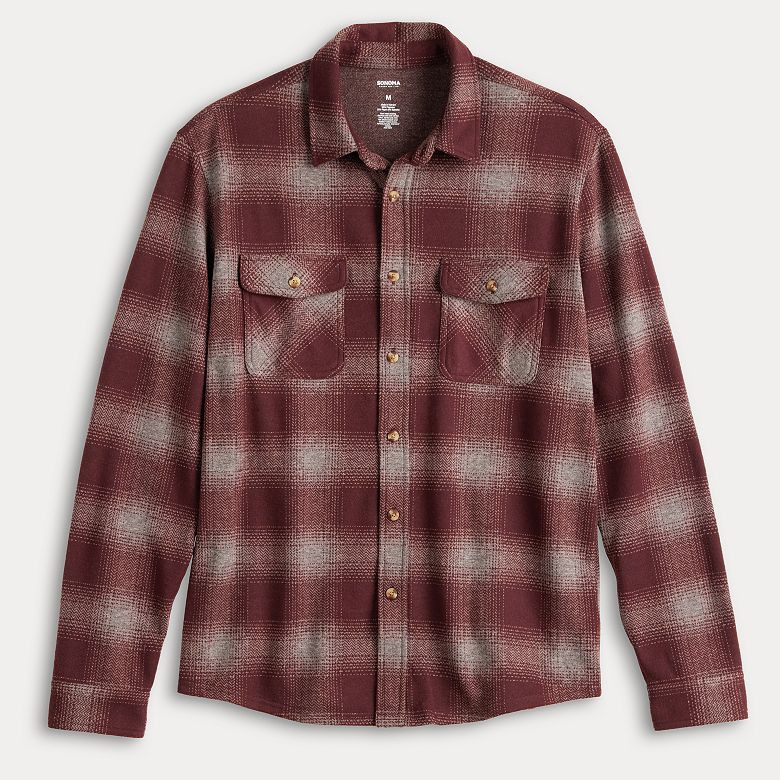 Men's Sonoma Goods For Life® Long Sleeve Knit Button-Up Shirt | Kohl's