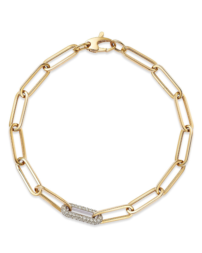 Bloomingdale's Fine Collection Diamond Paperclip Bracelet in 14K White & Yellow Gold, 0.60 tcw | Bloomingdale's (US)