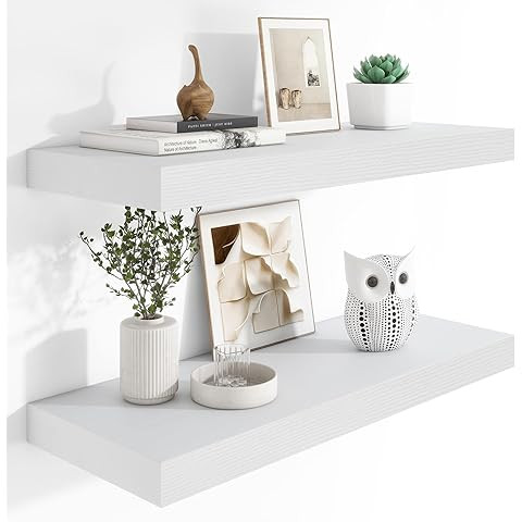 BAYKA Floating Shelves for Wall, 36 inches Long Wall Mounted Rustic Wood Shelves for Bathroom, Be... | Amazon (US)