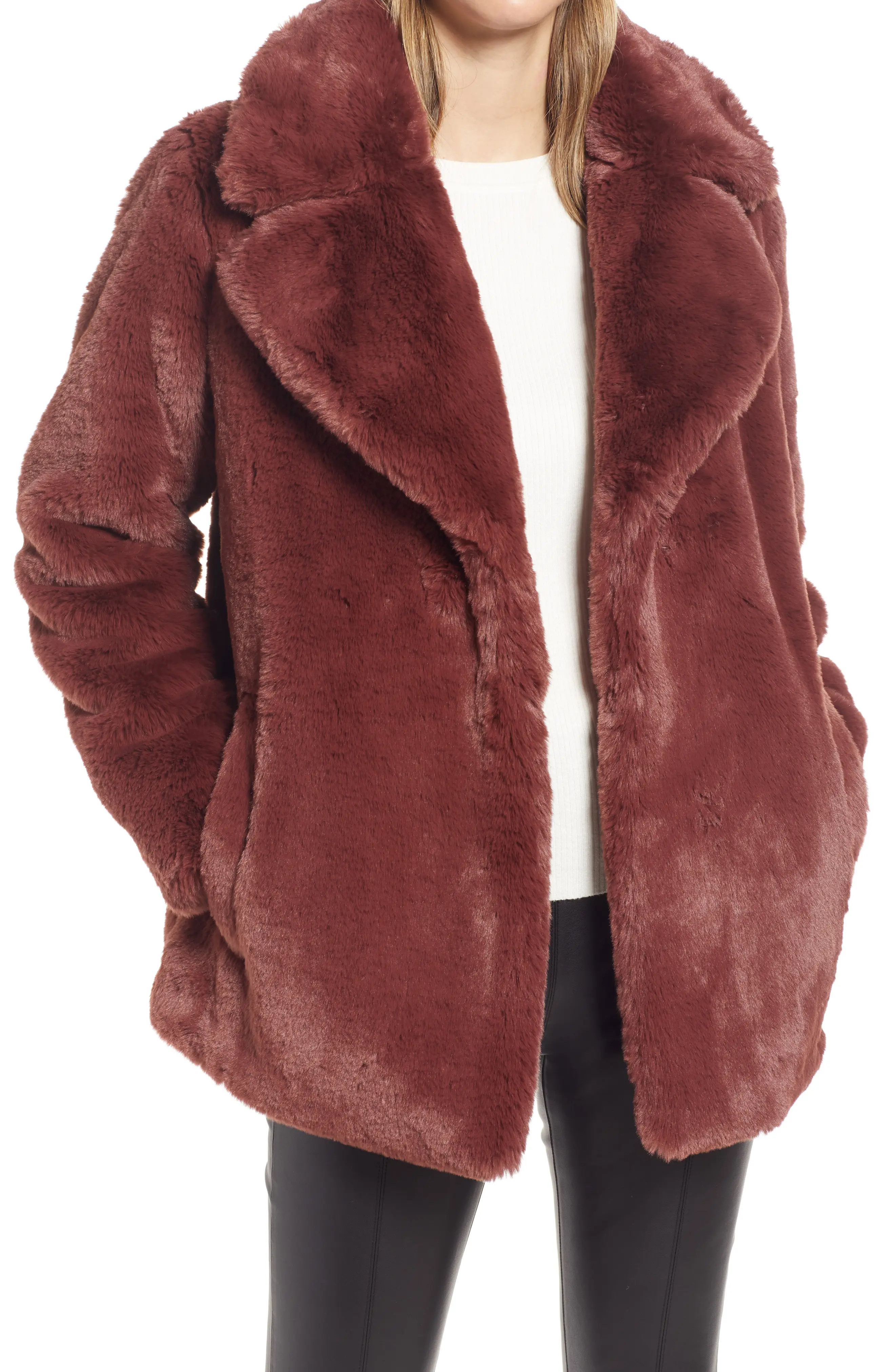Halogen(R) Women's Faux Fur Teddy Coat, Size Small in Brown Sable at Nordstrom | Nordstrom