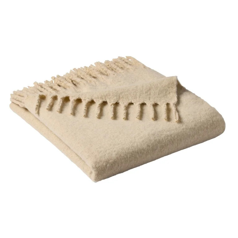 Better Homes & Gardens Faux Mohair Cozy Couch Throw Blanket Almond Biscuit, 50x72" - Walmart.com | Walmart (US)
