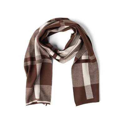 Britt's Knits Gentleman's Plaid Knit Scarf for Men Brown | Target