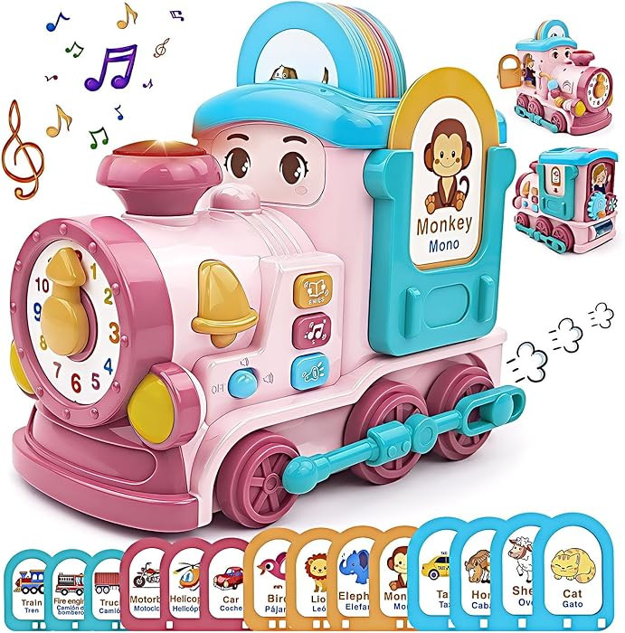 Toys for 1+ Year Old Girls - 24-in-1 Baby Musical Train with Bilingual(EN/ES) 14 Learning Cards, ... | Amazon (US)