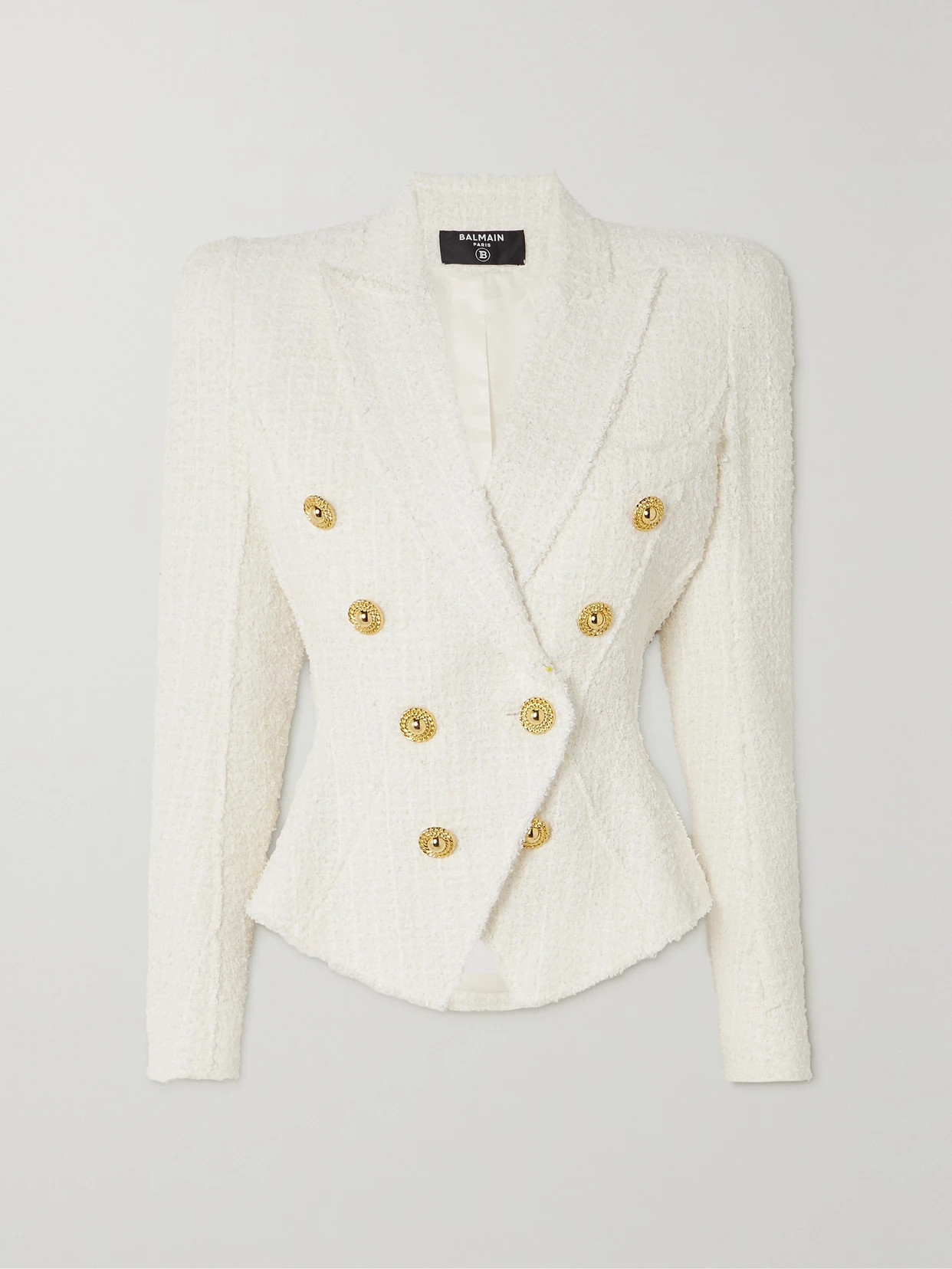 Balmain - Double-breasted Tweed Blazer - White | NET-A-PORTER (US)
