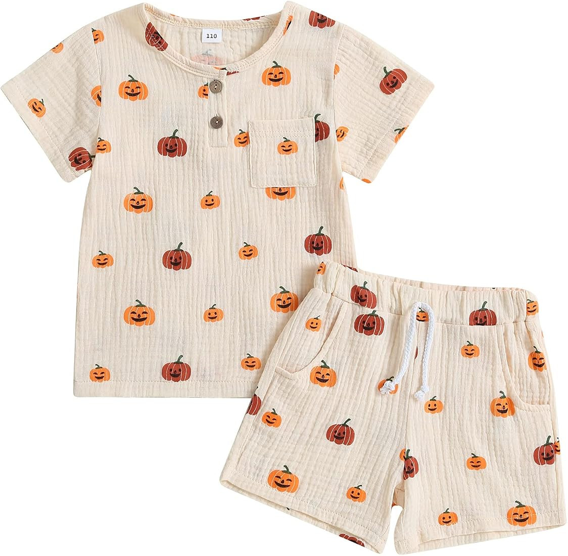 CHAUKAREAUL Toddler Boy Girl Halloween Outfit Pumpkin Short Sleeve Shirts Top Shorts Summer Kids ... | Amazon (US)
